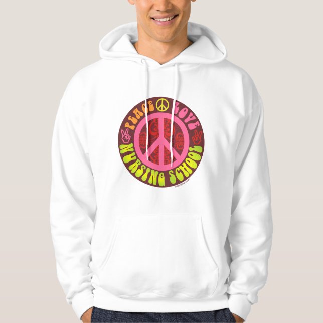 Veste À Capuche Paix, amour, école d'infirmières (Devant)