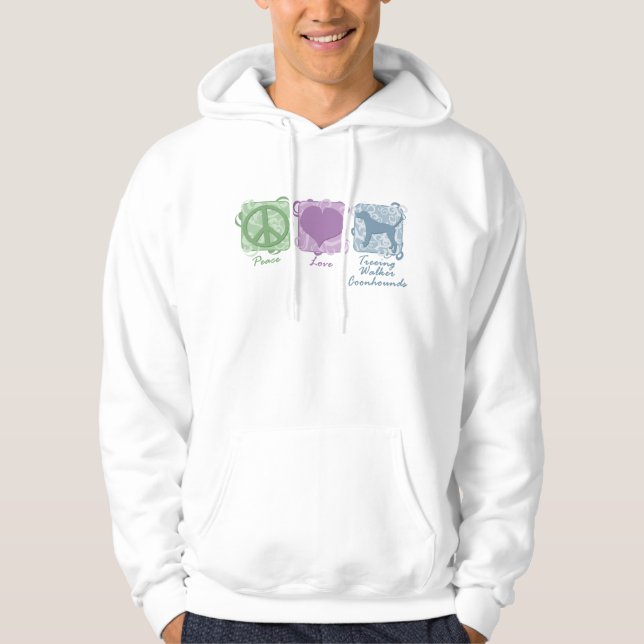 Veste À Capuche Paix, amour, et Coonhounds en pastel de marcheur (Devant)