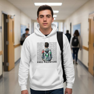 Veste À Capuche PALESTINE LIBRE blanc