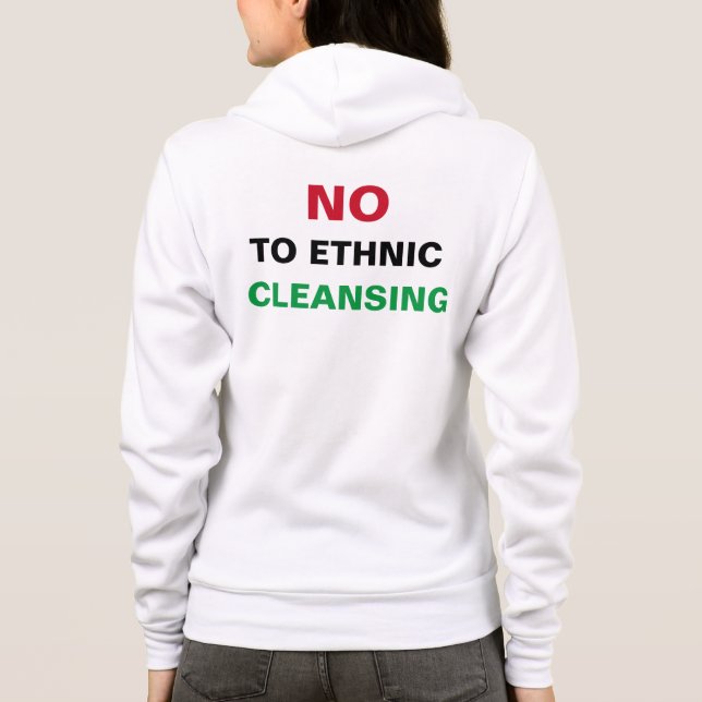 VESTE À CAPUCHE PALESTINE LIBRE NON AUX CRIMES DE GUERRE APARTHEID (Dos)
