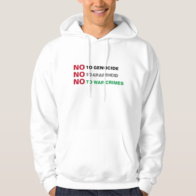 VESTE À CAPUCHE PALESTINE LIBRE NON AUX CRIMES DE GUERRE APARTHEID (Devant)
