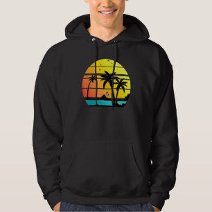 Veste À Capuche Palmiers de coco couchés de soleil Vibes d'été Ret