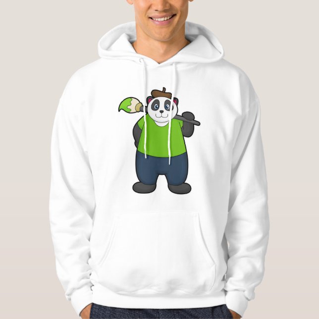 Veste À Capuche Panda comme peintre avec pinceau (Devant)