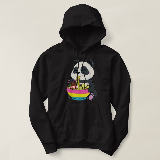 Veste À Capuche Panda Manger Ramen LGBT-Q Pansexual Pride Pan drap (Design devant)