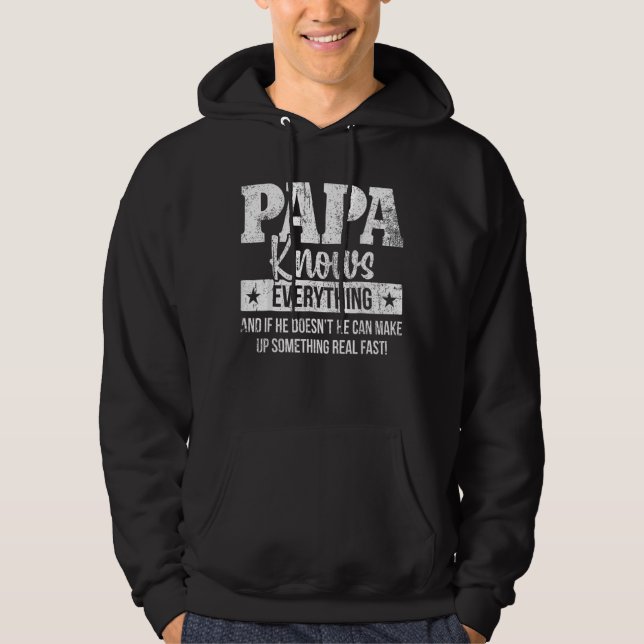 Veste À Capuche Papa connaît toute la Fête des pères (Devant)