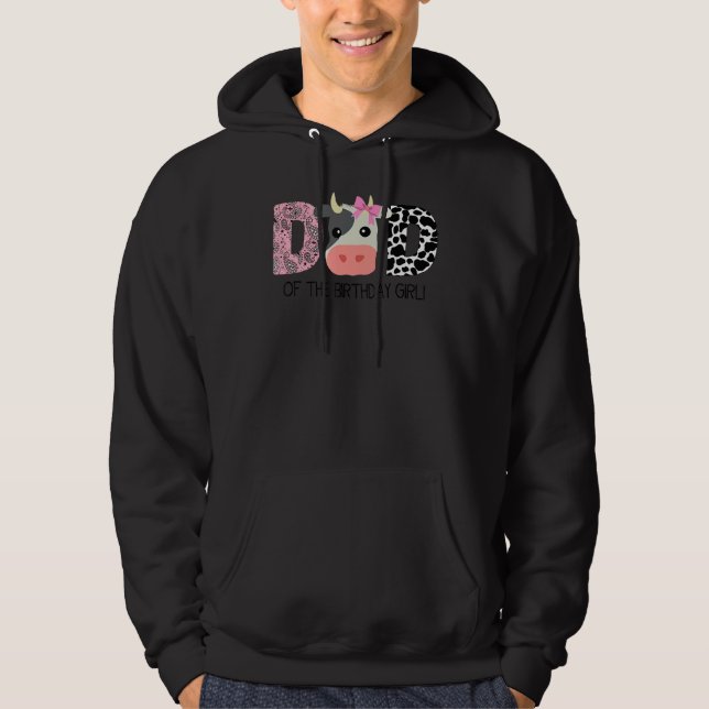 Veste À Capuche Papa De L'Anniversaire Pour Fille Vache Ferme Anni (Devant)