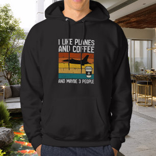 Veste À Capuche Papa drôle d'anniversaire J'aime les avions Café &