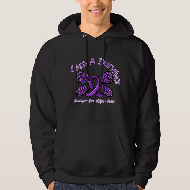 Veste À Capuche Papillon de violence familiale je suis un (Devant)