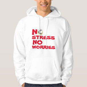 VESTE À CAPUCHE PAS DE STRESS PAS DE SOUCI BLANC ET ROUGE