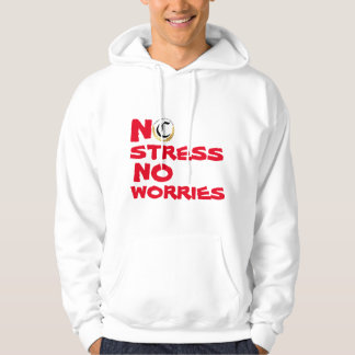 VESTE À CAPUCHE PAS DE STRESS PAS DE SOUCI BLANC ET ROUGE