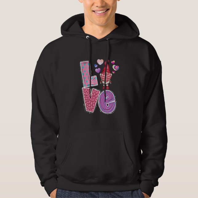 Veste À Capuche Pastel Tie dye Gnome Love Heart Valentines Day (Devant)