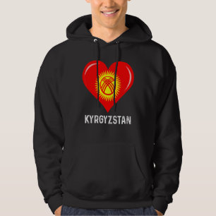 Veste À Capuche Patriotique Coeur Kirghizistan Drapeau Rétro déçu