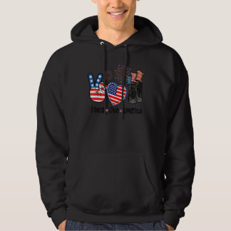 Veste À Capuche Peace Love America Messy Bun Drapeau Américain 4e 