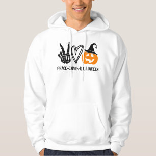 Veste À Capuche Peace Love Chemise Halloween Funny Skeleton Pum ma