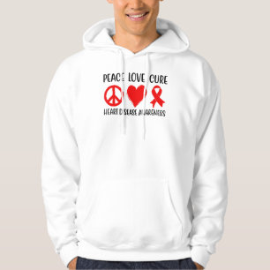 Veste À Capuche Peace Love Cure Heart Disease Awareness Hommes Fem