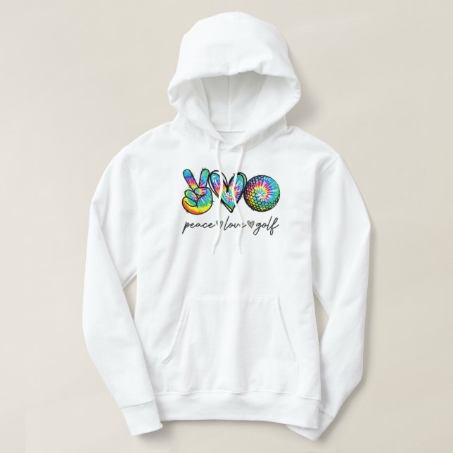 Veste À Capuche Peace Love Golf Tie Dye Cute Golf Amateurs (Design devant)