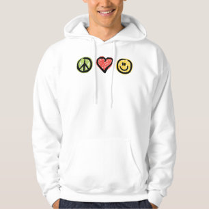 Veste À Capuche Peace Love Happiness Symboles de message positif