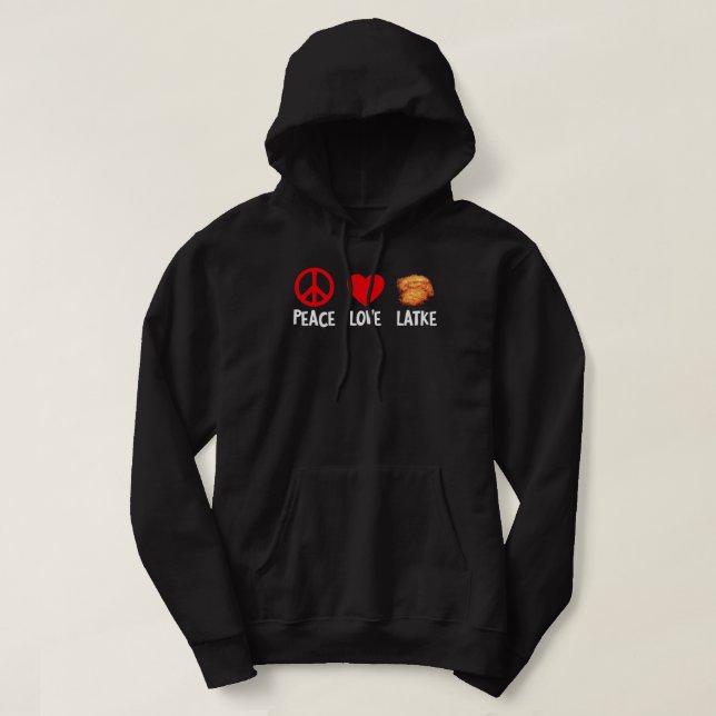 Veste À Capuche Peace Love Latke Funny Hannukah Jewish Food (Design devant)
