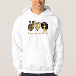Veste À Capuche Peace Love Melanin Black Woman Girl Afro Queen Bla