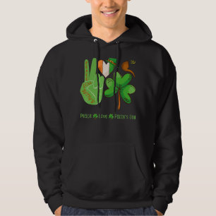 Veste À Capuche Peace Love Shamrock Saint Patty's St Patrick's Da
