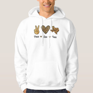 Veste À Capuche Peace Love Texas Leopard Drapeau Carte Souvenirs P