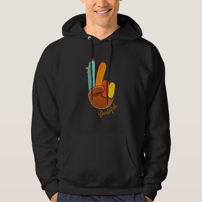 Veste À Capuche Peace Love Turkey Grateful Turkey Hand Sign Thanks (Devant)