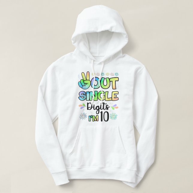 Veste À Capuche Peace Out Chiffres simples Je suis 10 enfants (Design devant)