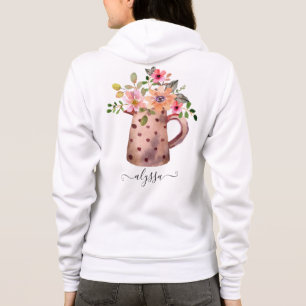 Veste À Capuche Pêche rustique et aquarelle mauve Florale