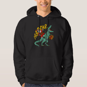 Veste À Capuche Père Noël chevauchant dinosaure rex Noël Xmas enfa