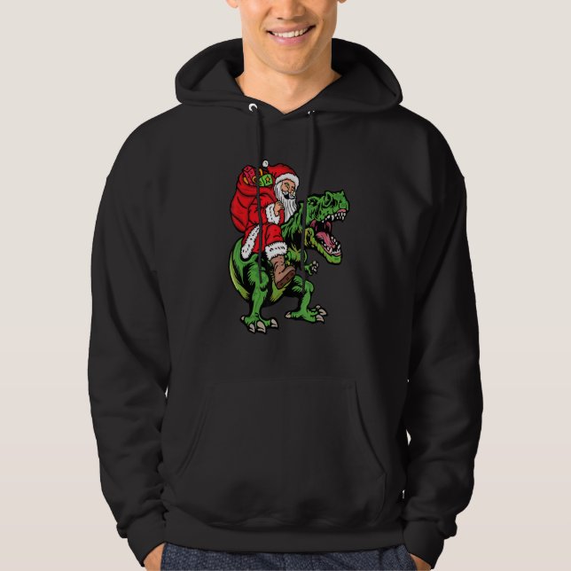 Veste À Capuche Père Noël équitation Dinosaur T Rex Christmas Boys (Devant)