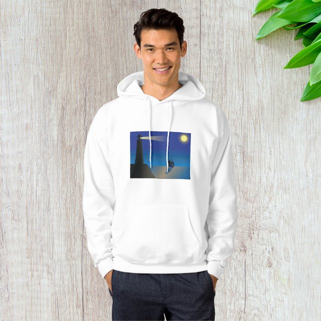 Veste À Capuche Phare et voilier à Night Moonlit Ocean (Créateur téléchargé)