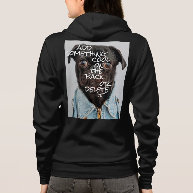 Veste À Capuche Photo personnalisée et texte noir Zip (Dos)