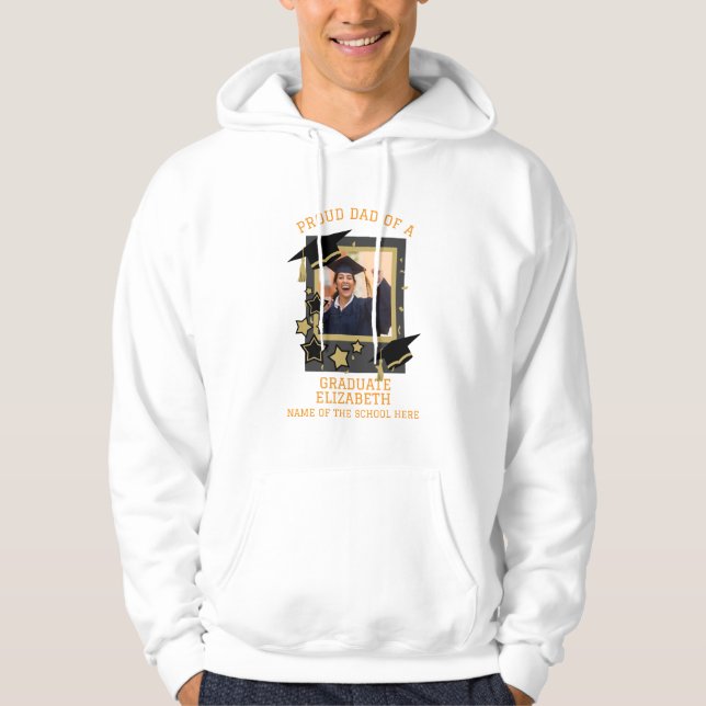 Veste À Capuche Photo personnalisée Papa fier d'un diplômé (Devant)