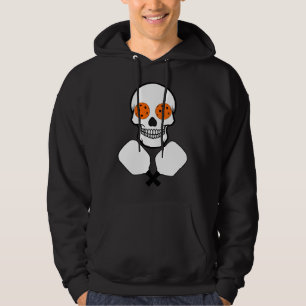 Veste À Capuche Pickleball Skull and Crossles Paddles, Orange Ball