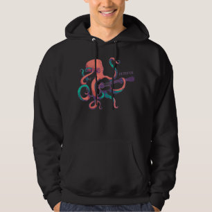 Veste À Capuche Pieuvre colorée jouant de la guitare