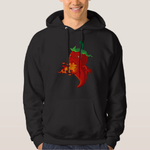 Veste À Capuche piment chaud rouge avec flamme