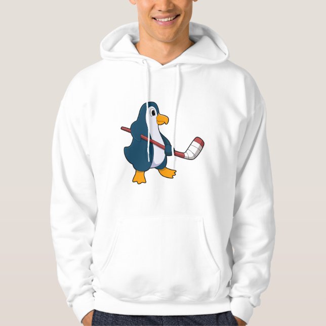 Veste À Capuche Pingouin au hockey sur glace avec bâton de hockey  (Devant)