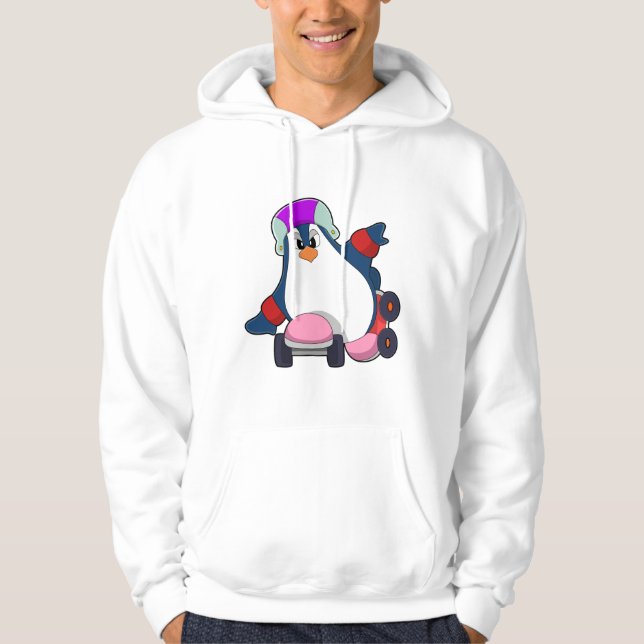 Veste À Capuche Pingouin comme Patineur Inline avec Patins Inline (Devant)