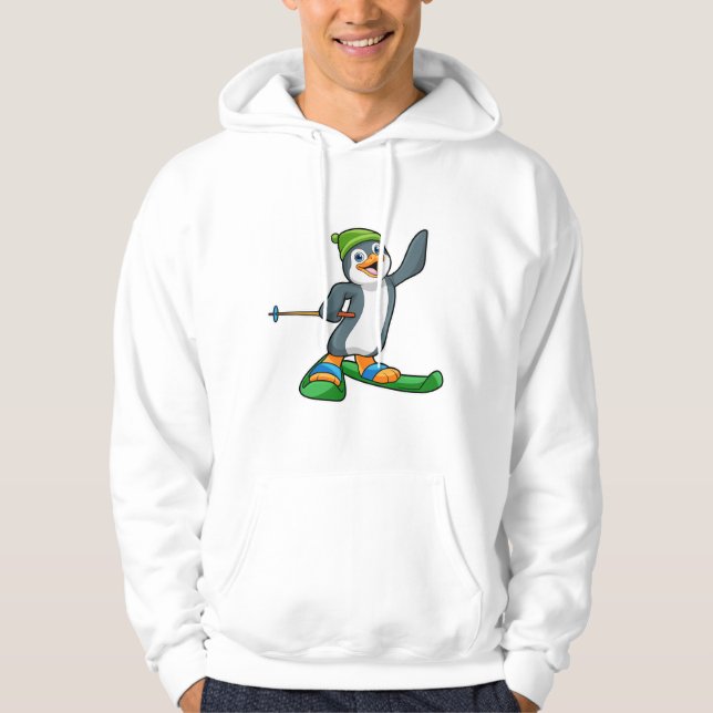 Veste À Capuche Pingouin comme skieur avec ski et Casquette (Devant)