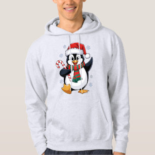 Veste À Capuche Pingouin de Noël avec Bonnet et Canne à Sucre