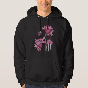 Veste À Capuche Pink Ribbon Cross Sunflower Cancer du sein Foi