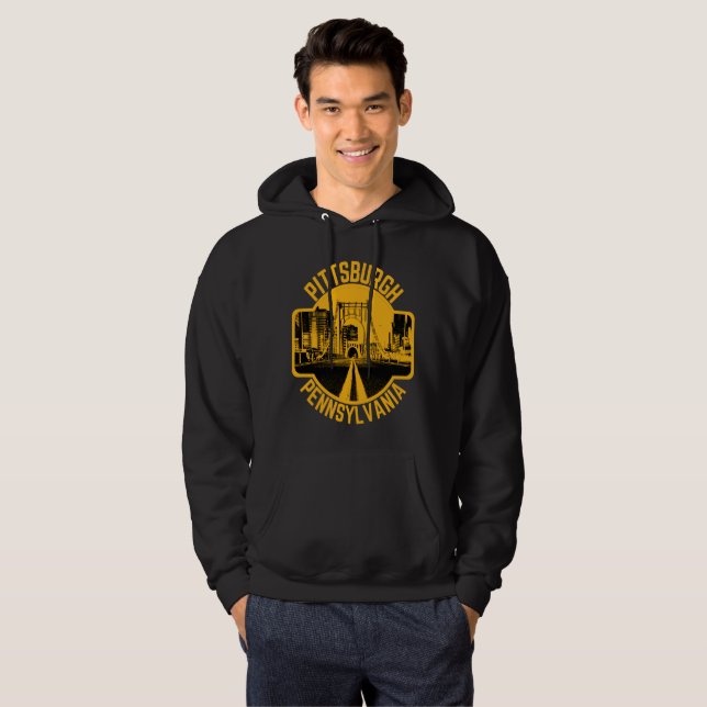 Veste À Capuche Pittsburgh Steel City Skyline Bridge Pennsylvanie  (Devant entier)