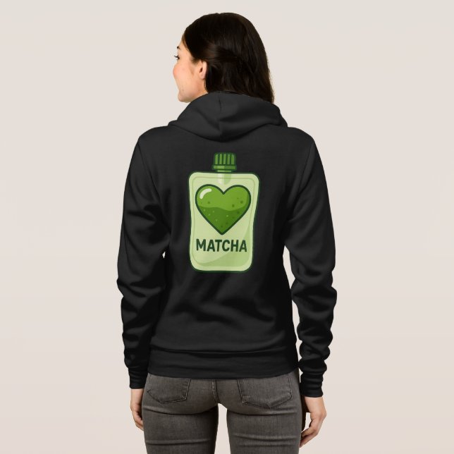 Veste À Capuche Pochette de sérum Matcha avec conception cardiaque (Dos entier)