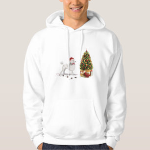 Veste À Capuche Poodle blanc Funny Chien de Noël avec arbre