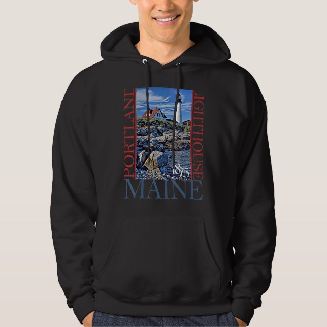 Veste À Capuche Portland Lighthouse Maine 1875 Design (Devant)