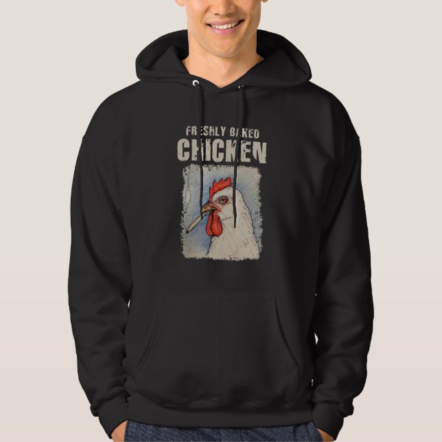 Veste À Capuche Poulet Fraîchement Cuit Amusant De La Ferme De Pou (Devant)