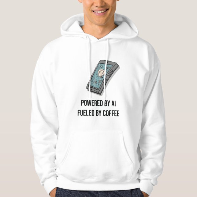 Veste À Capuche Powered By AI Fueled By Coffee Hoodie - Tech Geek  (Devant)
