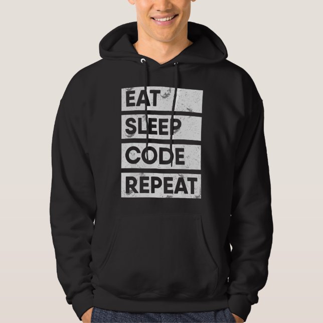 Veste À Capuche Programmeur Manger Dormir Code Répéter Codage (Devant)