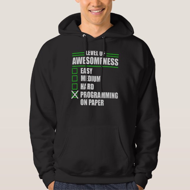 Veste À Capuche Programmeur Programmeur Informatique Sur Papier (Devant)