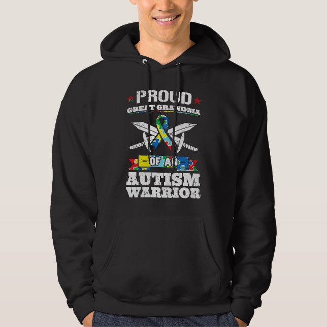 Veste À Capuche Proud Great Grandma Of An Autism Warrior Awareness (Devant)